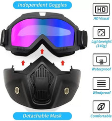 BUY 1 GET 1 FREE - Goggle Mask Anti Scratch UV Protective Open Face & Eyewear Windproof Dirt Shield Adjustable Soft Foam Padded Detachable For Cycling Bike Off Road Racing Riding For Unisex (Rainbow)