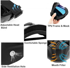 BUY 1 GET 1 FREE - Goggle Mask Anti Scratch UV Protective Open Face & Eyewear Windproof Dirt Shield Adjustable Soft Foam Padded Detachable For Cycling Bike Off Road Racing Riding For Unisex (Rainbow)